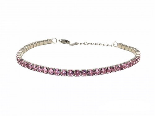 Bracciale Tennis Argento Zirconi Rosa Regolabile La Griffe Gioielleria BRTR